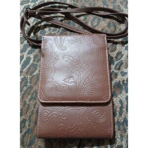 small genuine leather crossbody bag women With Floral Design No Brand